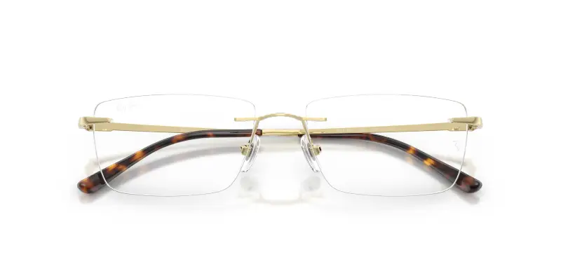 Unisex RX8781D 1251 Montature da vista Titanio Oro Trasparente Squadrata Normale miniatura 2