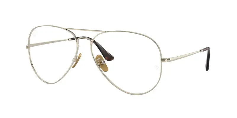 Ray - Ban Unisex RX8789 AVIATOR TITANIUM 1246 Montature da vista Titanio Oro Trasparente Pilot Normale