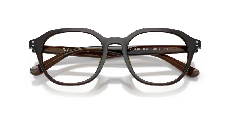 Uomo Ray - Ban RX7259D 8502 Montature da vista Acetato Marrone Trasparente Squadrata Normale miniatura 2