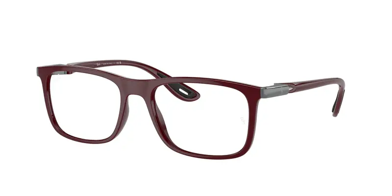 Ray - Ban Uomo RX7222M  F681 Montature da vista Nylon Rosso Trasparente Squadrata Normale