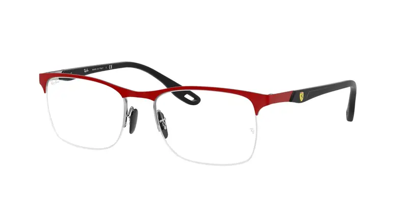 Ray - Ban Uomo RX8416M SCUDERIA FERRARI COLLECTION F045 Montature da vista Metallo Rosso Trasparente Squadrata Normale