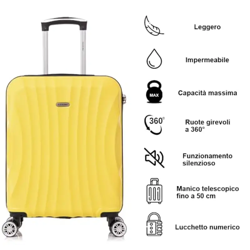 RAYKONG Valigia a mano 55x40x20cm (44L) in ABS - capacità massima - lucchetto incorporato - 20 pollici miniatura 2