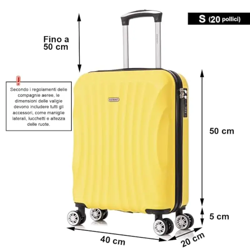 RAYKONG Valigia a mano 55x40x20cm (44L) in ABS - capacità massima - lucchetto incorporato - 20 pollici miniatura 3