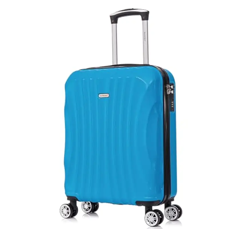 RAYKONG Valigia a mano 55x40x20cm (44L) in ABS - capacità massima - lucchetto incorporato - 20 pollici - (RK03|Azzurro)