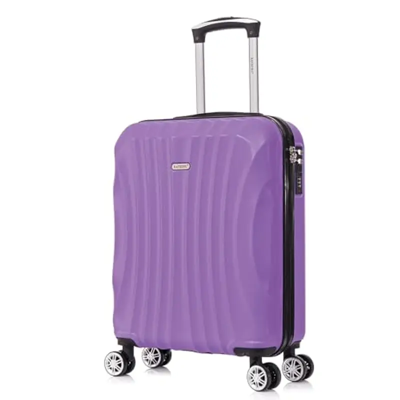 RAYKONG Valigia a mano 55x40x20cm (44L) in ABS - capacità massima - lucchetto incorporato - 20 pollici - (RK03|Lilla)