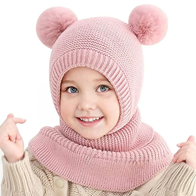 Rayson Bambini Cappello Invernali Calda Carina Berretto Invernale in Pile per Bambini con Cappuccio a Maglia Sciarpa