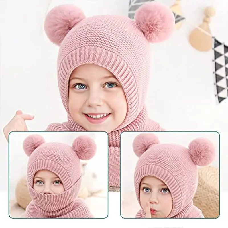 Rayson Bambini Cappello Invernali Calda Carina Berretto Invernale in Pile per Bambini con Cappuccio a Maglia Sciarpa miniatura 2