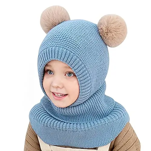 Rayson Bambini Cappello Invernali Calda Carina Berretto Invernale in Pile per Bambini con Cappuccio a Maglia Sciarpa