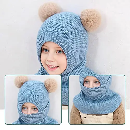 Rayson Bambini Cappello Invernali Calda Carina Berretto Invernale in Pile per Bambini con Cappuccio a Maglia Sciarpa miniatura 2