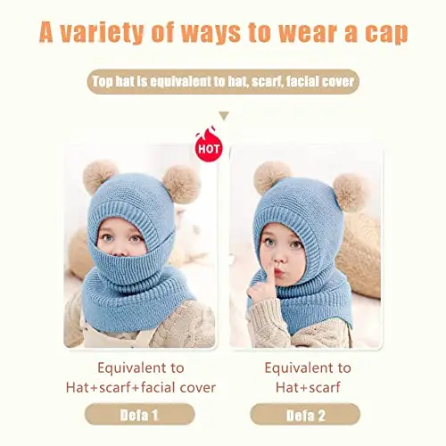 Rayson Bambini Cappello Invernali Calda Carina Berretto Invernale in Pile per Bambini con Cappuccio a Maglia Sciarpa miniatura 3