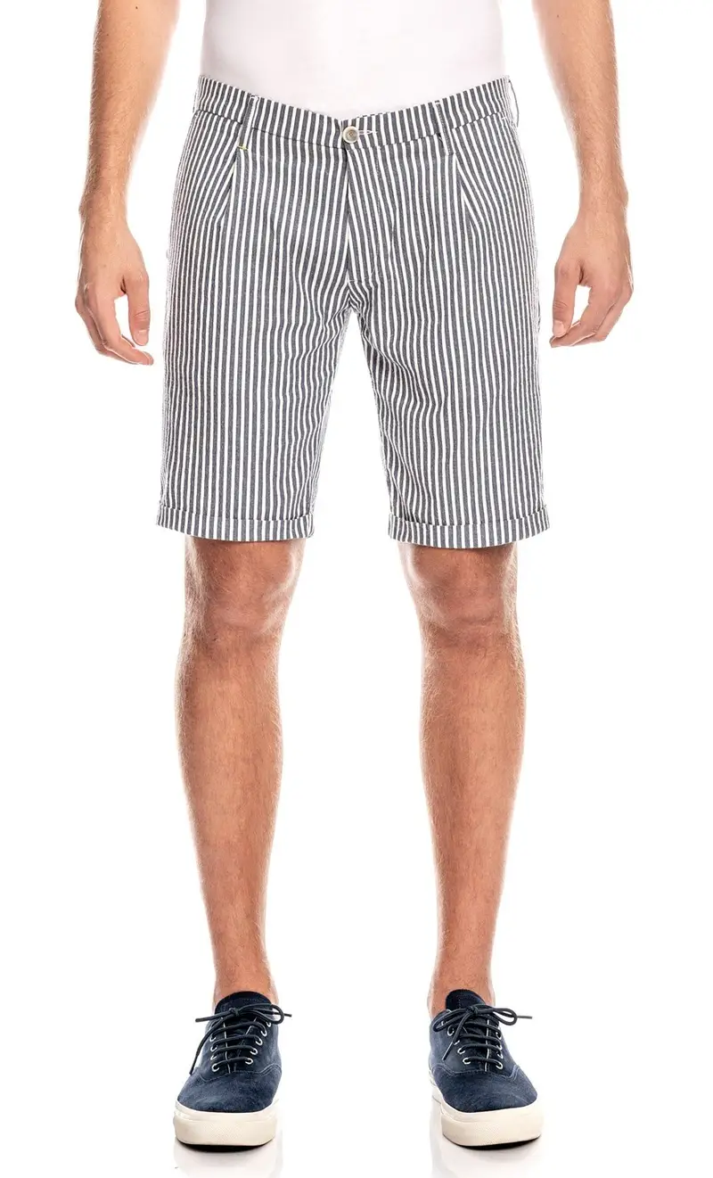 Bermuda re hash bernini rigata, colore blu