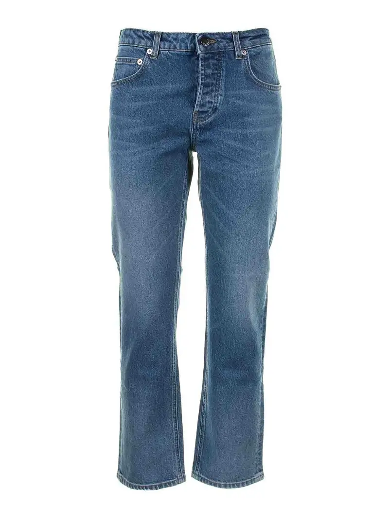 Jeans A Vita Alta In Denim Blu Lavaggio scuro