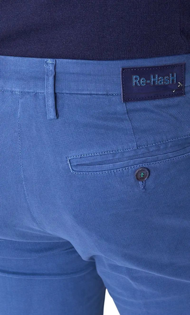 Pantalone re hash mucha con risvolto microfantasia in tencel, colore bluette miniatura 2