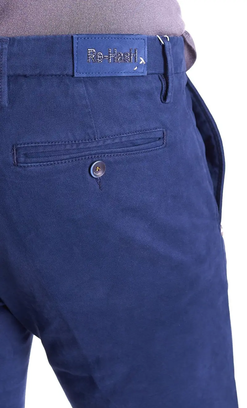 Pantalone re hash mucha con risvolto tinta unita, colore blu miniatura 2