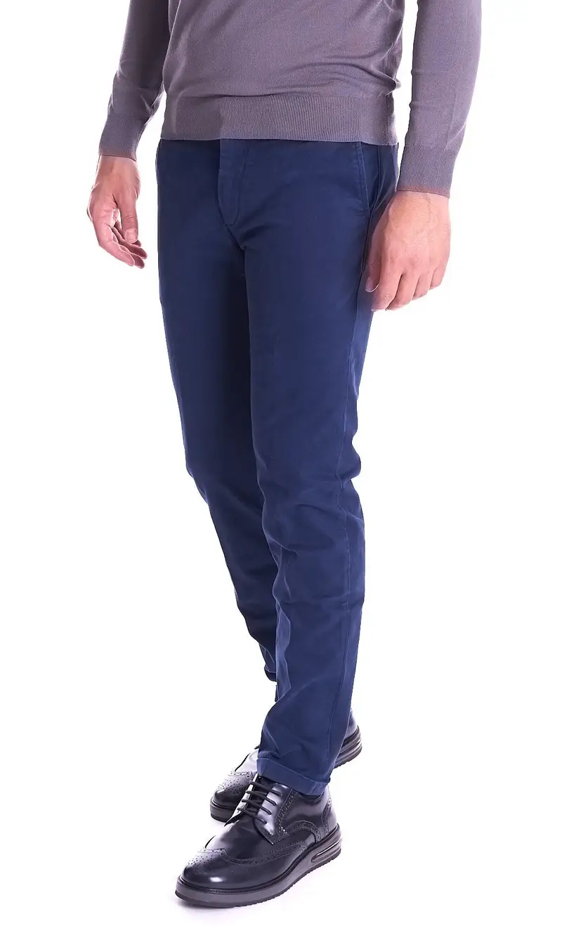 Pantalone re hash mucha con risvolto tinta unita, colore blu