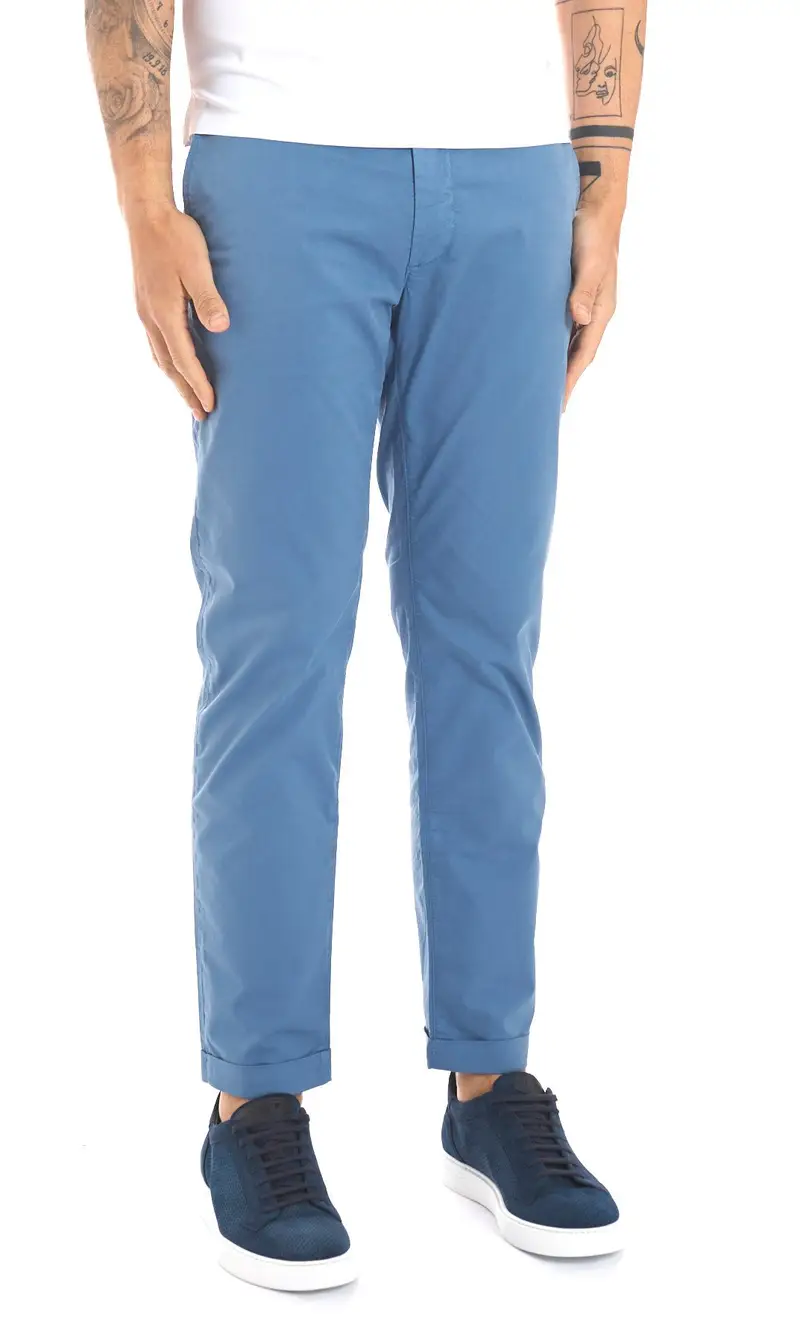 Pantalone re hash stretch leggero con risvolto mucha, colore carta da zucchero