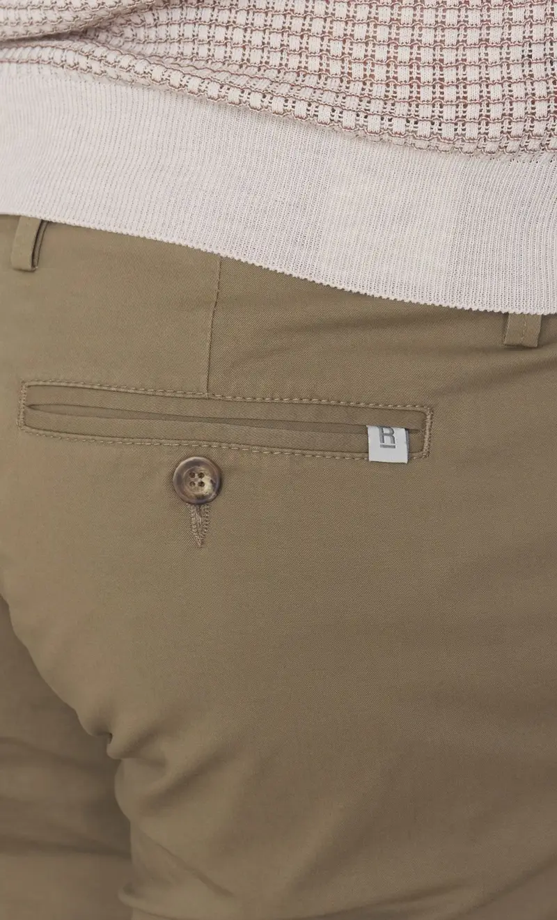 Pantalone re hash stretch leggero con risvolto mucha, colore fango miniatura 2