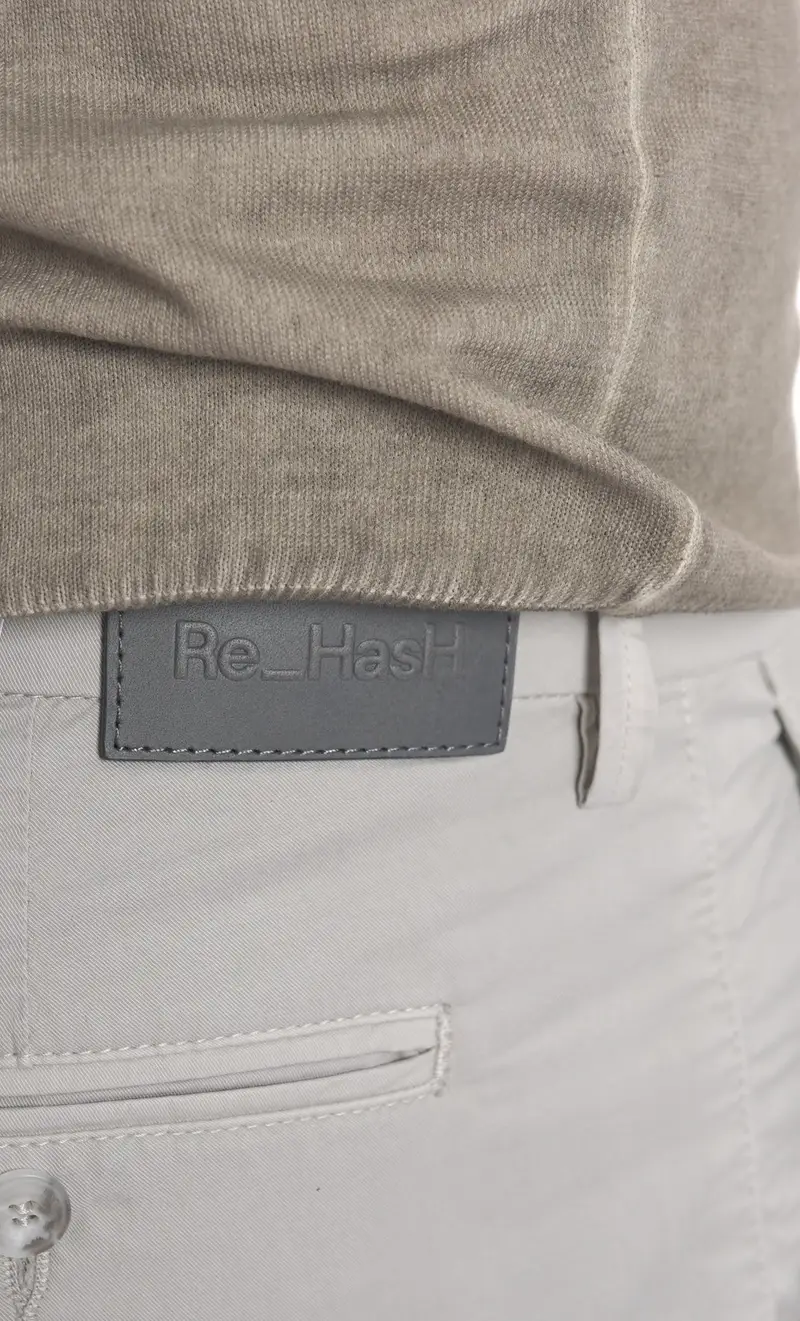 Pantalone re hash stretch leggero con risvolto mucha, colore grigio miniatura 2