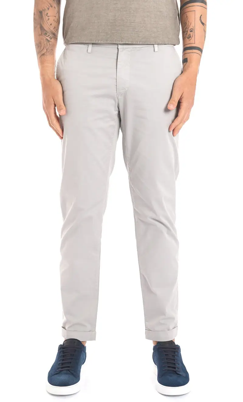 Pantalone re hash stretch leggero con risvolto mucha, colore grigio