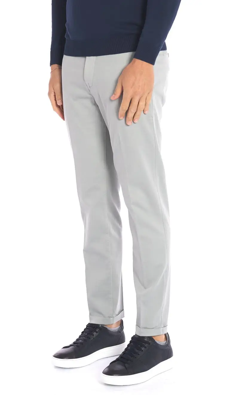 Pantalone re hash stretch leggero in drill con risvolto mucha, colore grigio