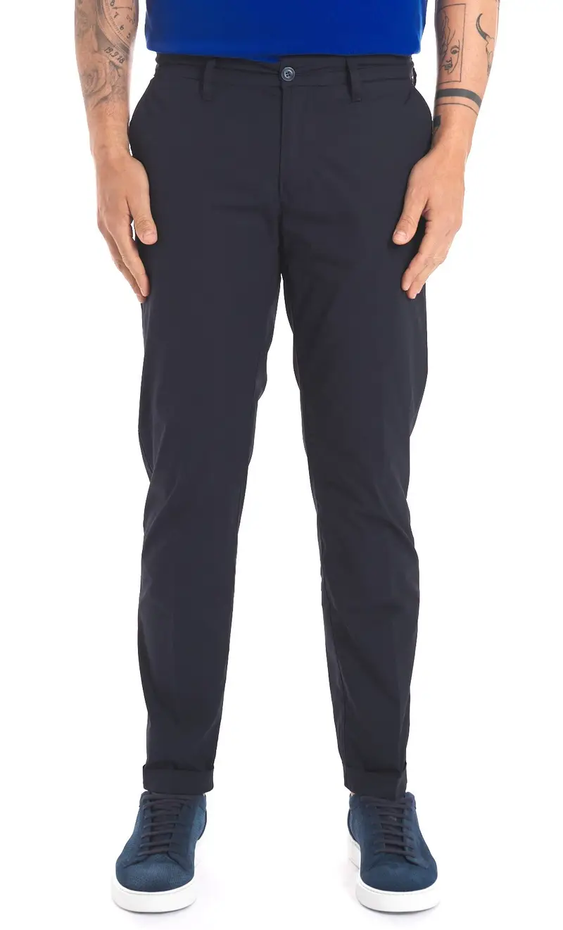 Pantalone re hash stretch super leggero con risvolto mucha, colore blu