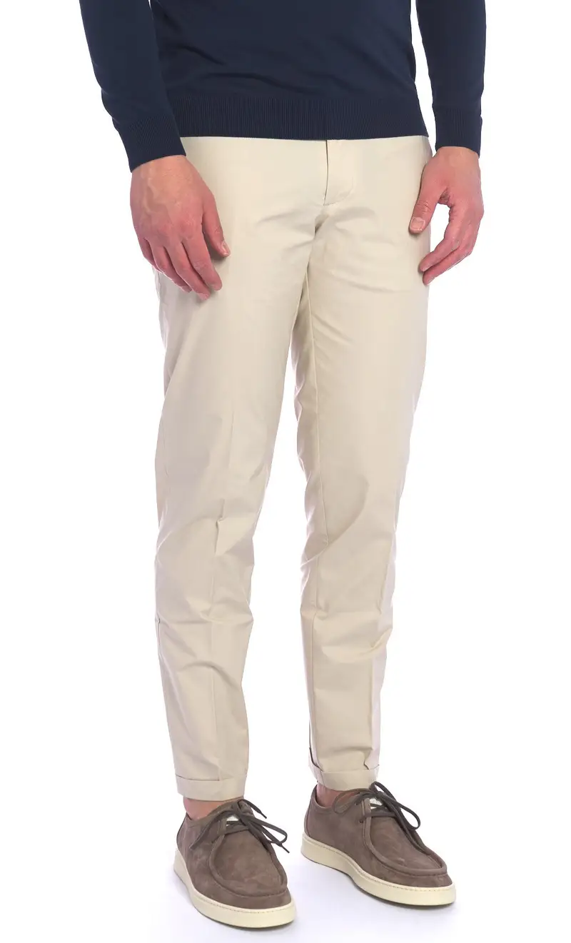 Pantalone re hash stretch super leggero con risvolto mucha, colore sabbia