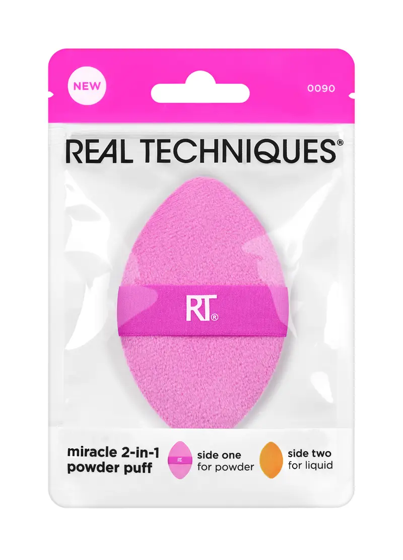 REAL TECHNIQUES, 1 Puff Per Il Trucco Multiuso A Doppia Texture, Donna, Rosa, Taglia: FASUL