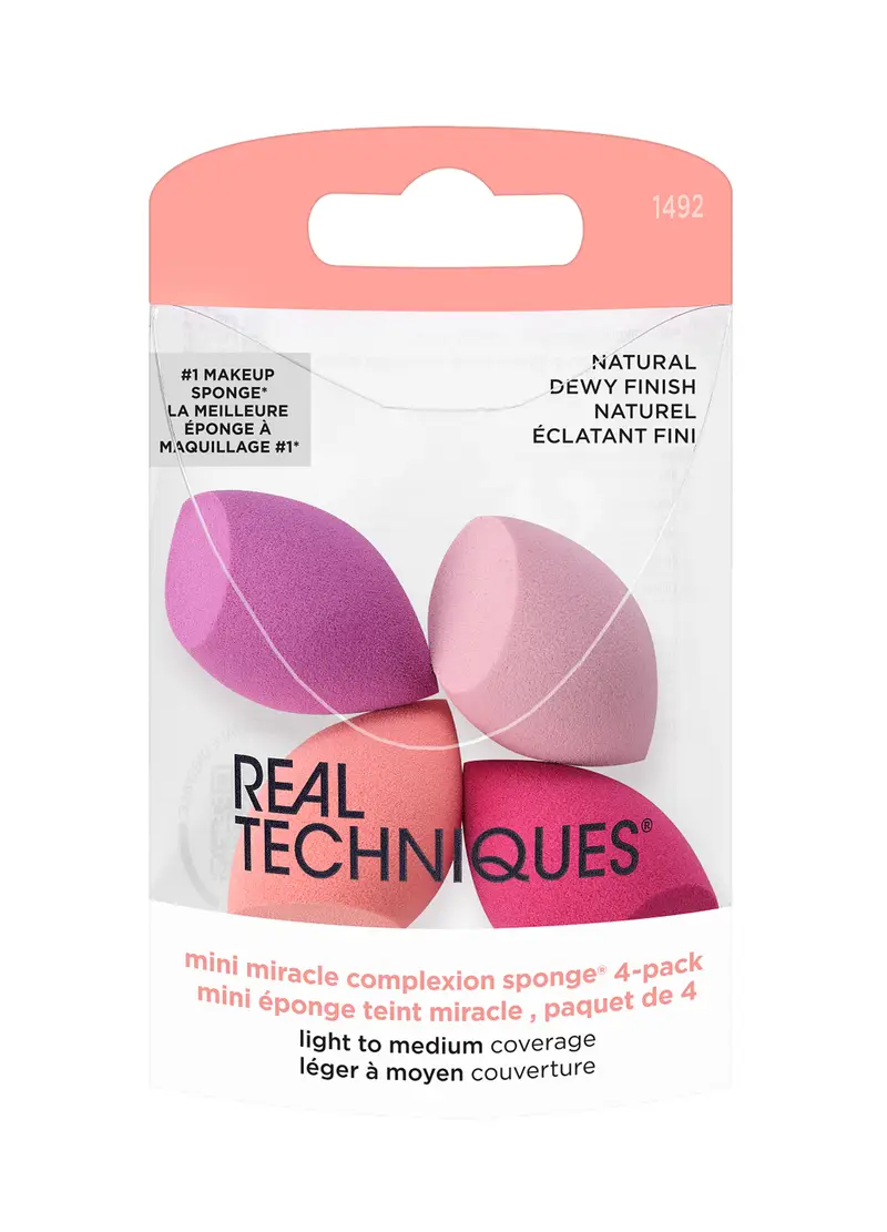 REAL TECHNIQUES, 4 Spugnette Mini Viso (liquidi E Creme), Donna, Viola, Taglia: FASUL