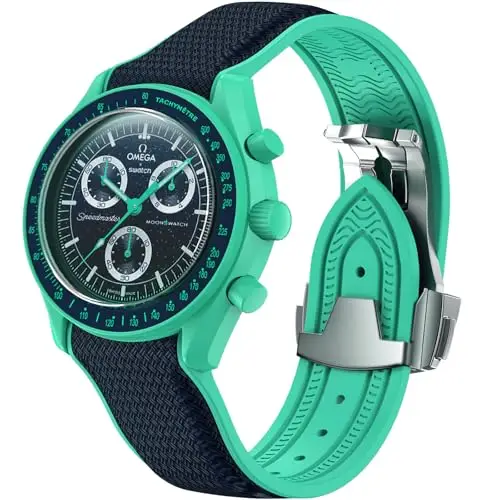 REBANDACE Cinturino per orologio Omega x Swatch MoonSwatch da 20 mm, cinturino con fibbia pieghevole compatibile con