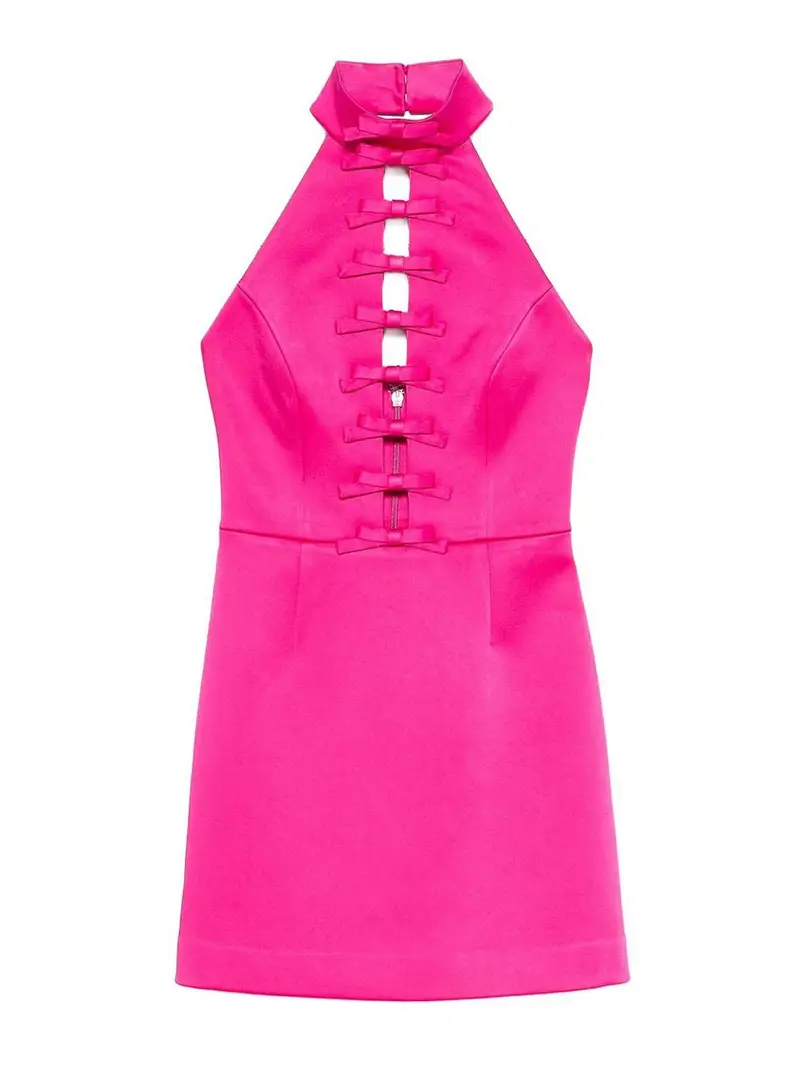 Abito corto con scollo all'americana Color Carne E Neutri