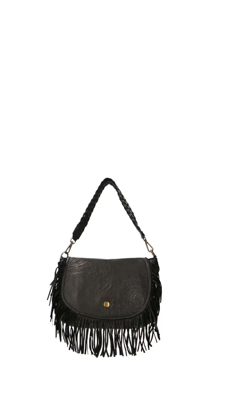 REBECCA VAN DICK Borsa donna nera con frange Vario