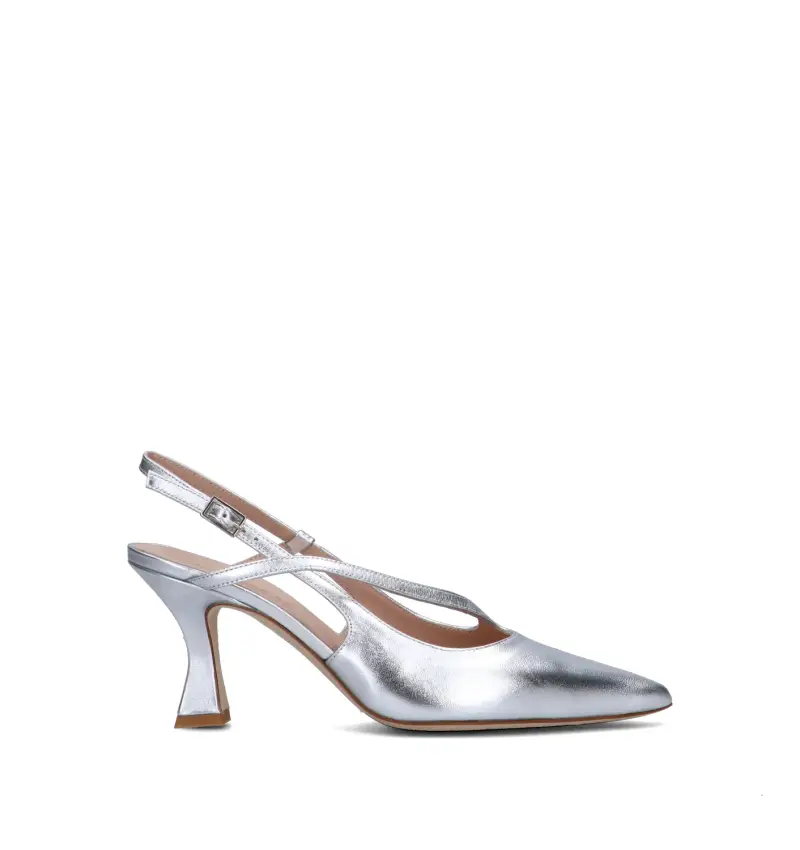 Slingback donna argento in pelle Vario