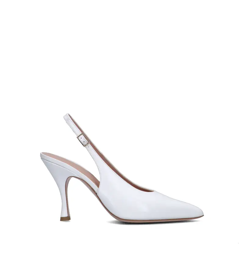 Slingback donna bianca in pelle Vario