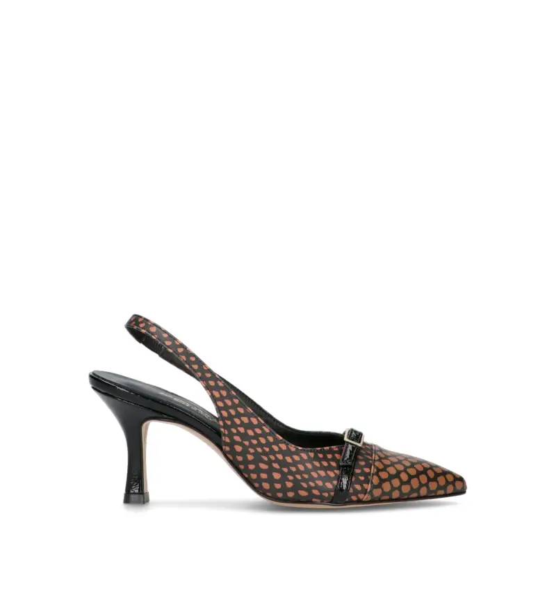 Slingback donna cuoio/nera Vario