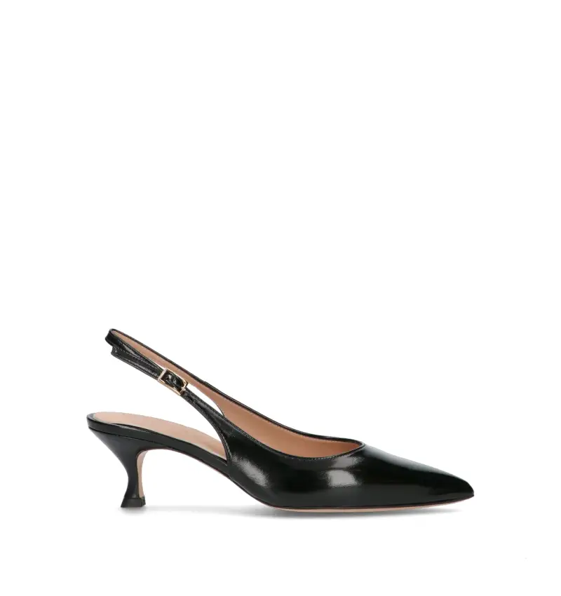 Slingback donna nera in pelle Vario