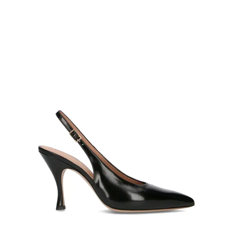 Slingback donna nera in pelle Vario