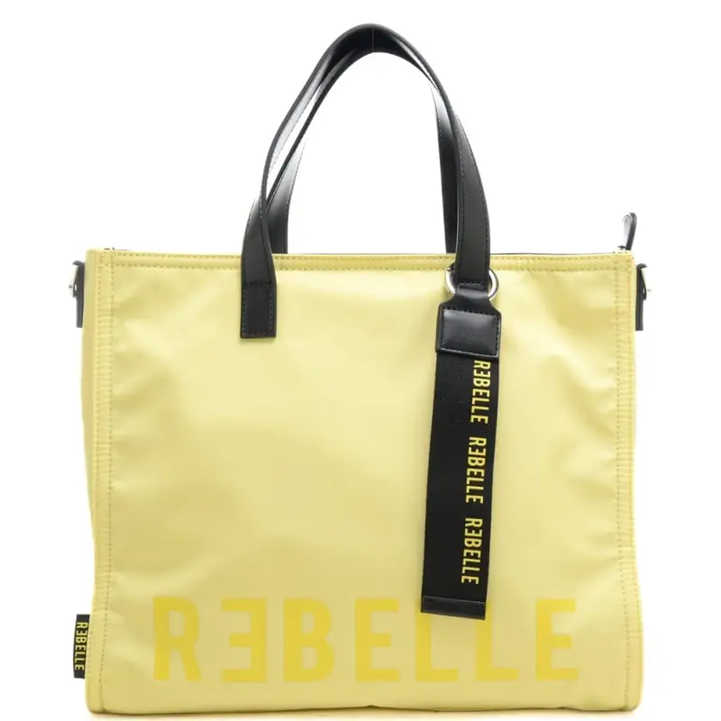 borsa a spalla da donna electra in tessuto con dettagli a contrasto gialla