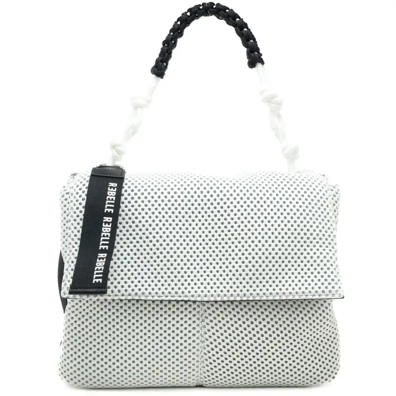 borsa a spalla da donna lampetra net in tessuto traforato bianca