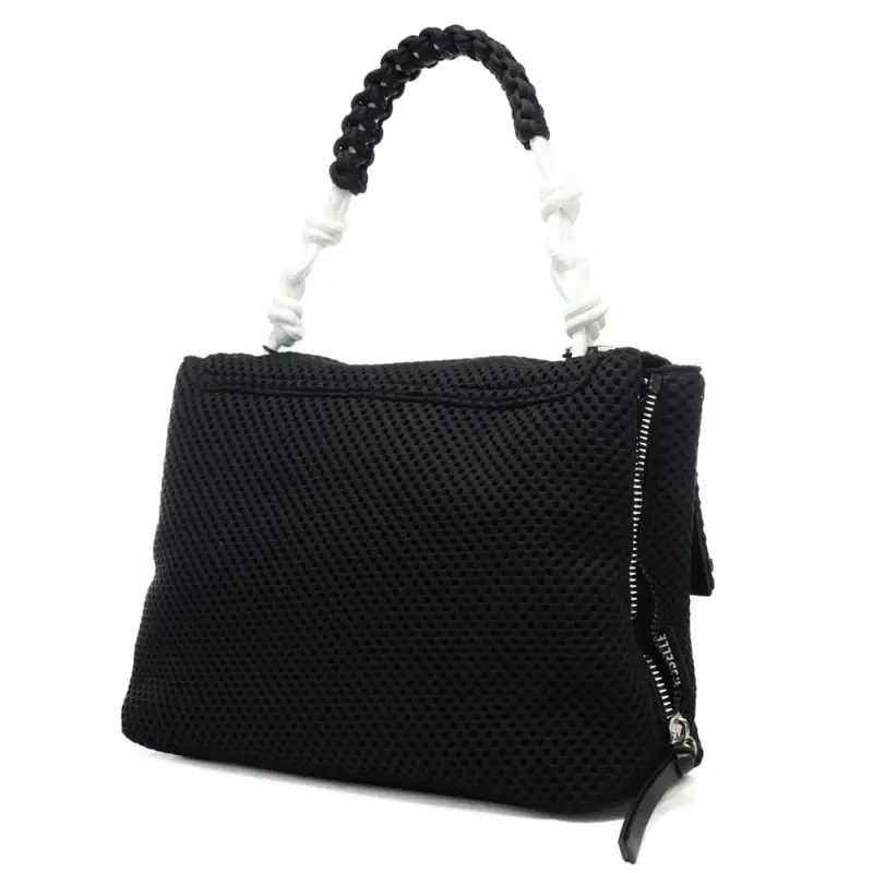 borsa a spalla da donna lampetra net in tessuto traforato nera miniatura 3