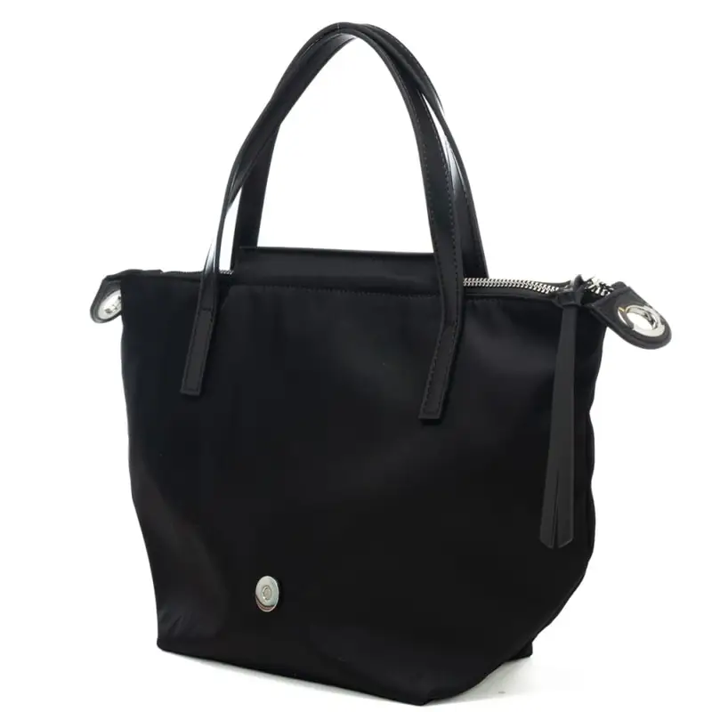 borsa a spalla da donna noa small in pelle e tessuto idrorepellente nera miniatura 4