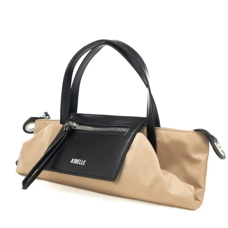 borsa a spalla da donna noa small in pelle e tessuto idrorepellente sabbia miniatura 4