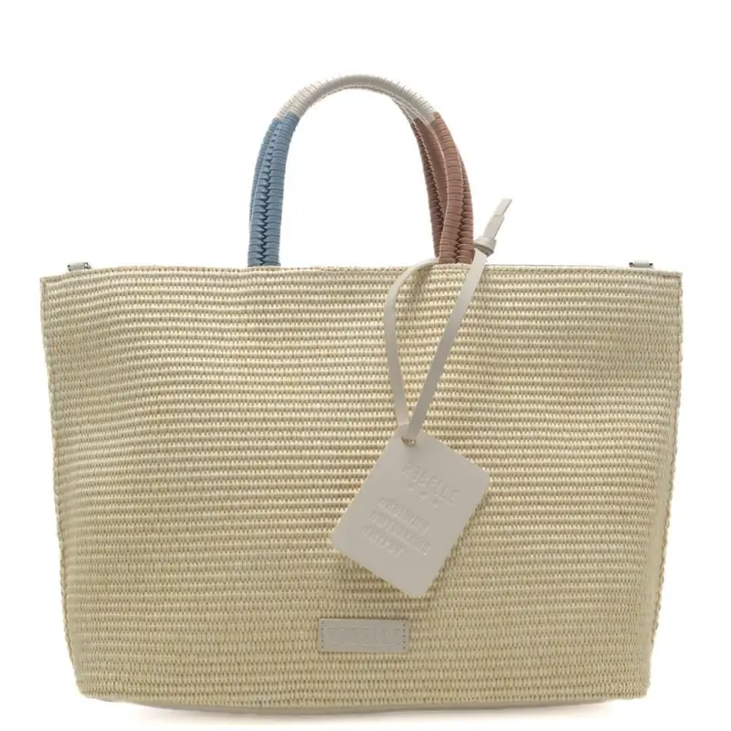 Rebelle borsa da donna filippa in tessuto intrecciato con logo lettering sul davanti paglia