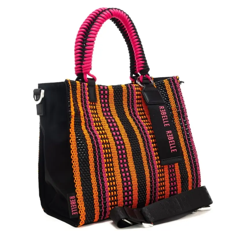 borsa da donna poppy identity in tessuto intrecciato a contrasto colore fuxia miniatura 2