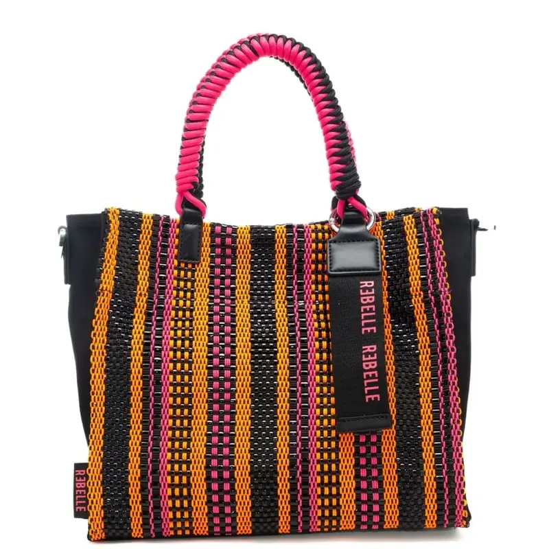 borsa da donna poppy identity in tessuto intrecciato a contrasto colore fuxia