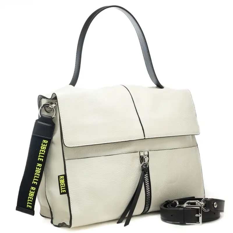 shoulder bag clio satchel con manico e tracolla a spalla in pelle bianca miniatura 2