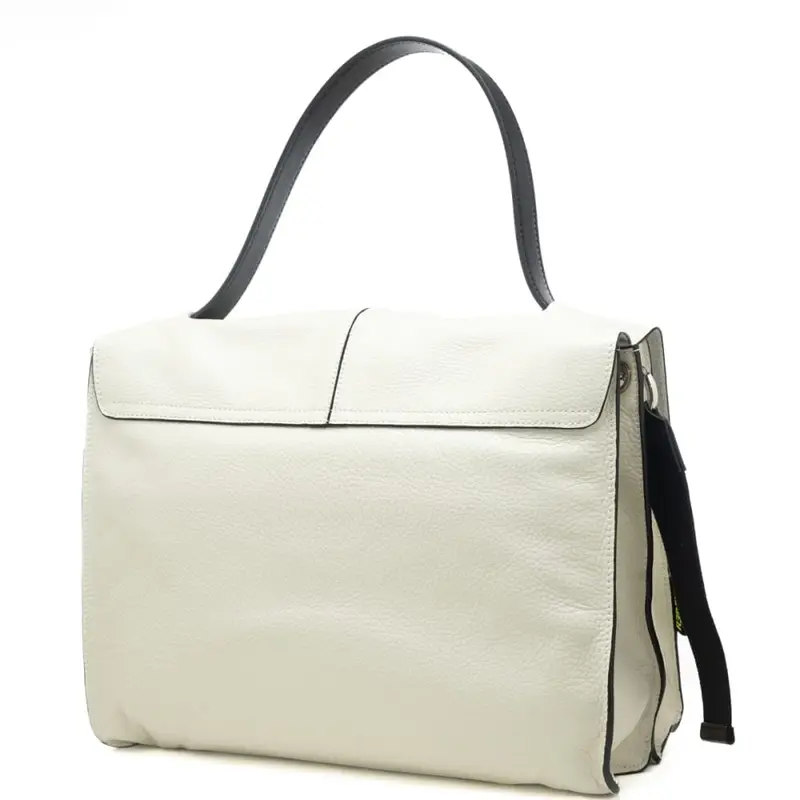 shoulder bag clio satchel con manico e tracolla a spalla in pelle bianca miniatura 3