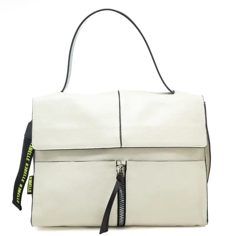 shoulder bag clio satchel con manico e tracolla a spalla in pelle bianca