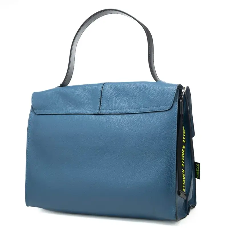 shoulder bag clio satchel con manico e tracolla a spalla in pelle blu miniatura 3
