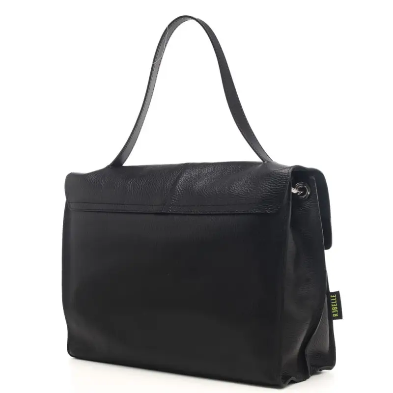 shoulder bag clio satchel con manico e tracolla a spalla in pelle nera miniatura 3
