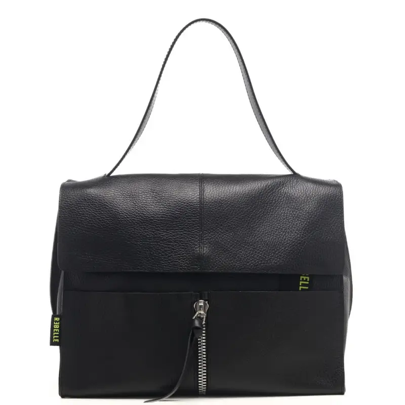 shoulder bag clio satchel con manico e tracolla a spalla in pelle nera